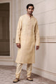 Tasva Beige Cotton Slub Kurta Set