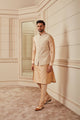 Tasva Beige Embroidered Kurta Bundi Set
