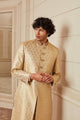 Tasva Beige Gold Embroidered Sherwani