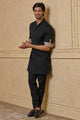 Tasva Black Shirt Style Kurta Set With Pocket Detail