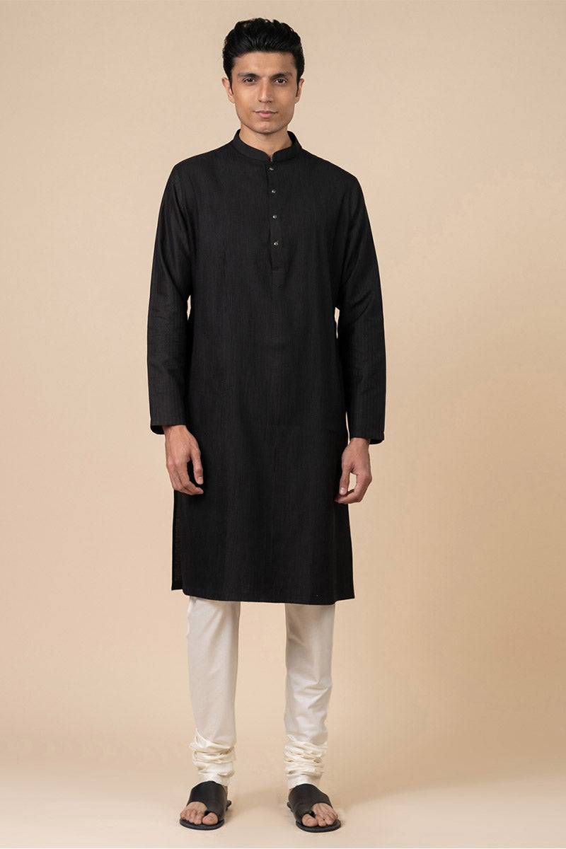 Tasva Black Textured All Over Kurta Set - India shopping