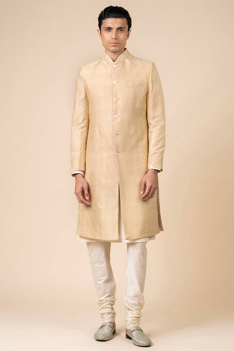 Tasva Classic Sherwani With Embroidered Collar - India shopping