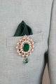 Tasva Emerald Pearl Encrusted Brooch