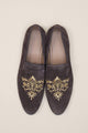 Tasva Golden Patch Velvet Leather Shoes