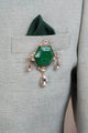 Tasva Hexagon Emerald Resin & Crystal Brooch