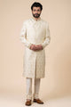 Tasva Ivory Classic Sherwani With Embroidered Collar