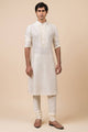 Tasva Ivory Kurta Set With Embroidered Collar And Placket