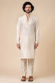 Tasva Ivory Kurta Set with Stylised Embroidered Neck