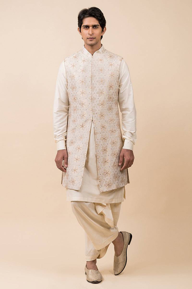 Tasva Jacquard Sleeveless Sherwani - India shopping