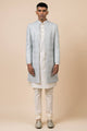 Tasva Light Blue All Over Patterened Sherwani