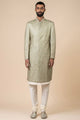 Tasva Light Green Brocade Sherwani all over Embroidery