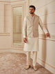 Tasva Linen Bundi With Surplice Collar And Velvet Tape Details