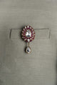 Tasva Maroon Stone And Crystal Brooch With Drop Detailing