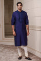 Tasva Navy Kurta Set with Thread Embroidery Details