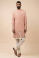 Tasva Peach All Over Embroidered Sherwani