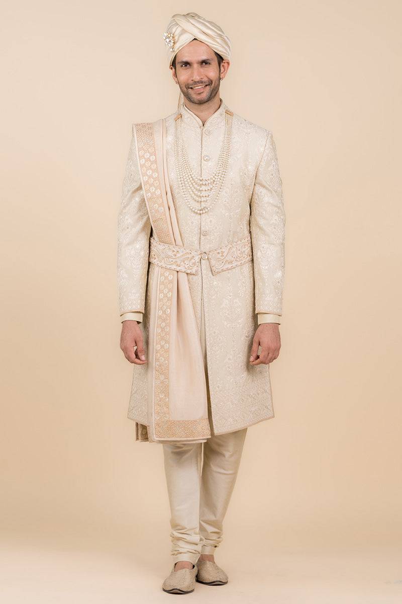 Tasva Pearl Highlighted Embroidered Sherwani - India shopping