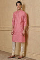 Tasva Pink All Over Embroidered Kurta Set