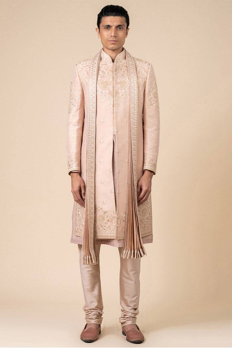 Tasva Pink Sherwani with Aari Embroidery - India shopping