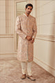 Tasva Print And Aari Embroidered Sherwani Paired With Kurta Chudid