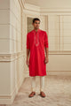 Tasva Red Mirror Work Kurta Set