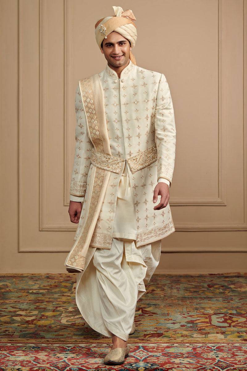 Tasva Sherwani Highlighted With Zardosi Work - India shopping