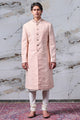 Tasva Sherwani In Linen With Resham And Dabka Embroidery