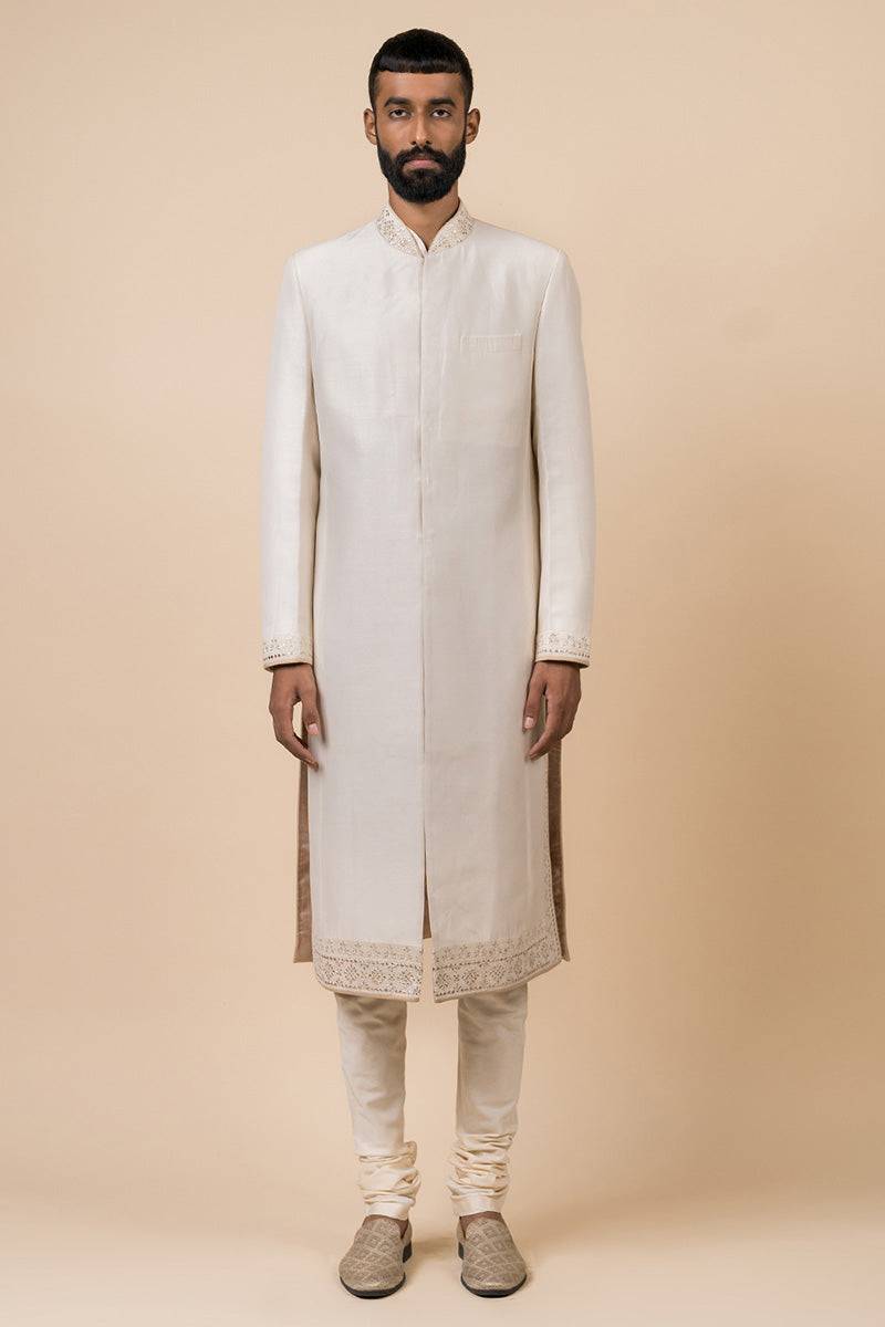 Tasva Sherwani With Fine Thread And Gota Work - India shopping