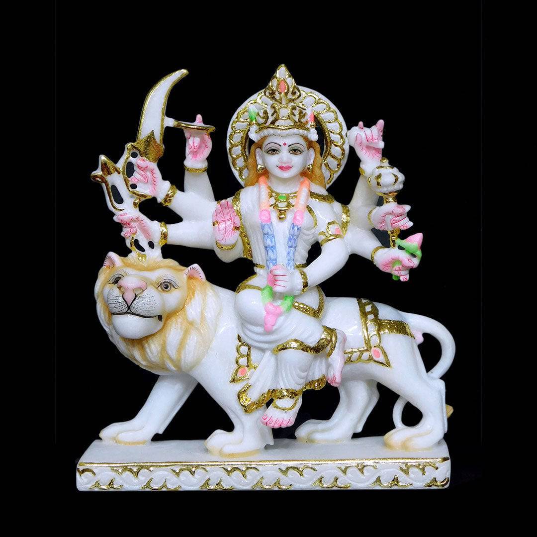 Durga Mata Cut-Gold (Makrana) - 12 x 9 x 4 inches - India shopping