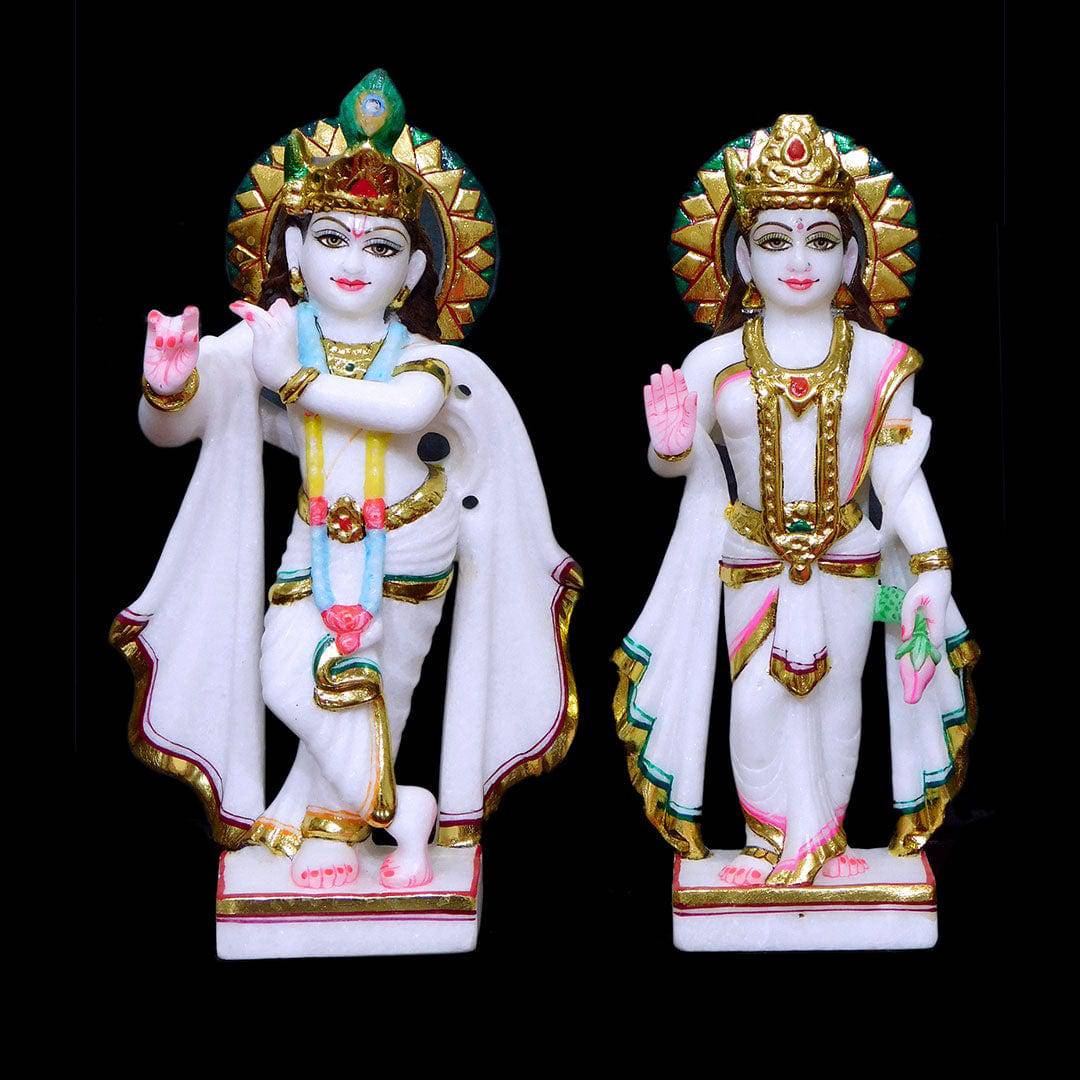 Radha Krishna Makrana White Marble For Temple - 12 x 5 x 4 inches - India shopping