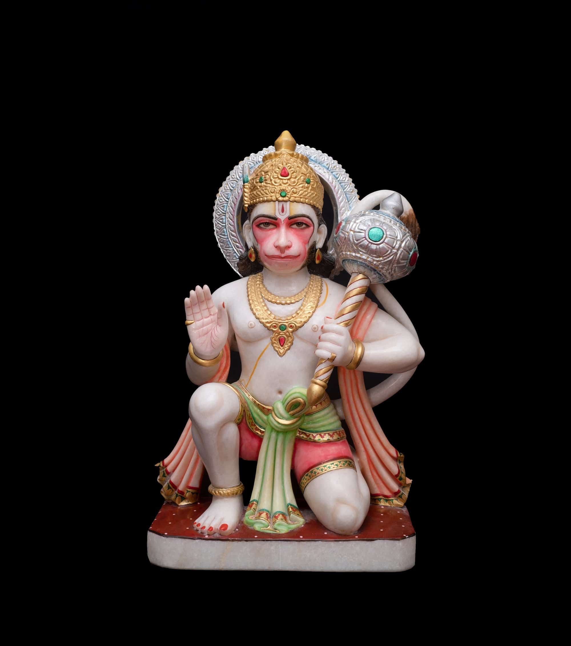 Standing Hanuman Ji with Gadda For Home And Temple - 30 x 20 x 8 inches - India shopping