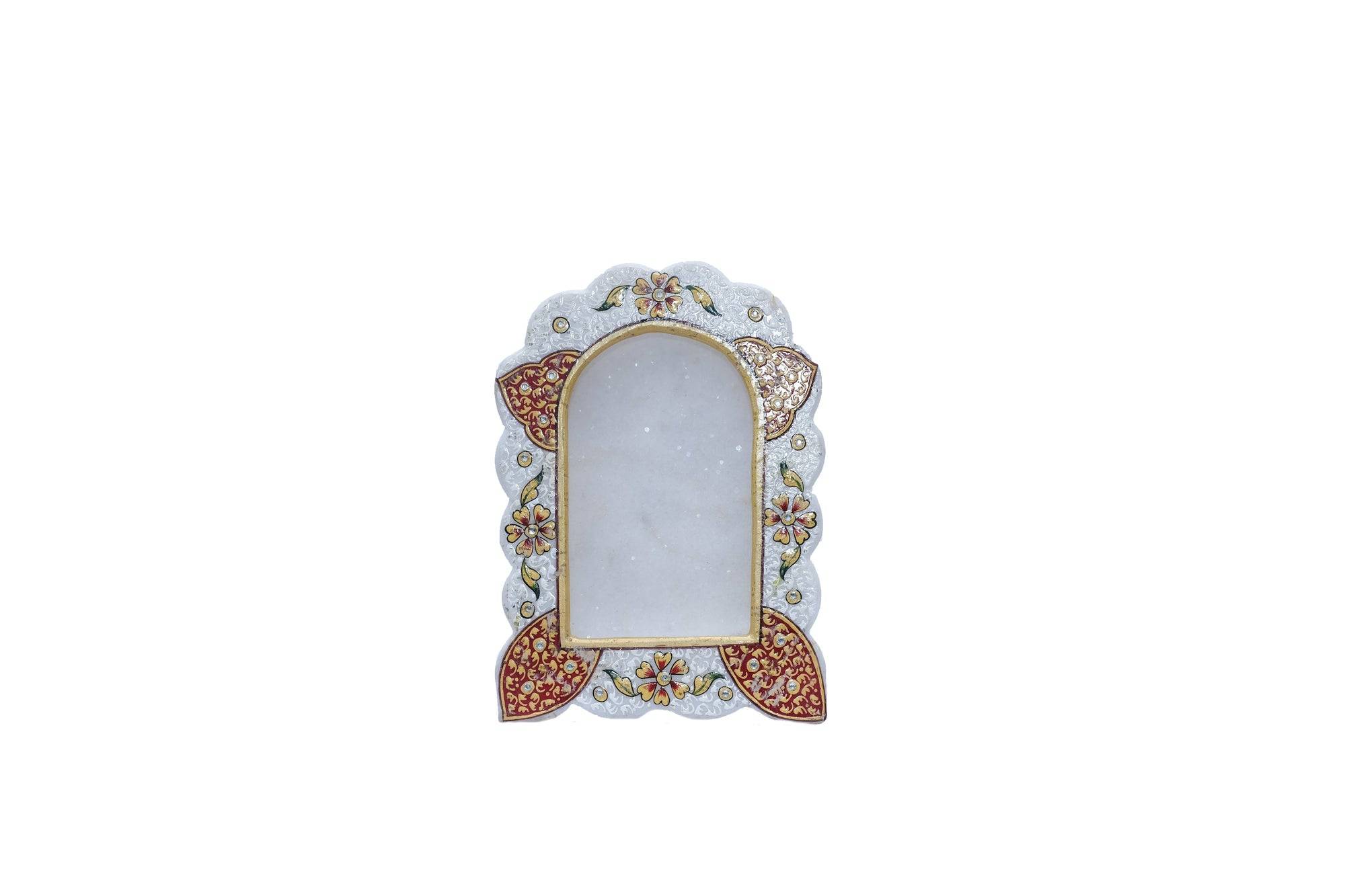 Rectangular Minakari Handpainted Marble Photo Frame For Home Office - 8 x 6 x 2inches - India shopping