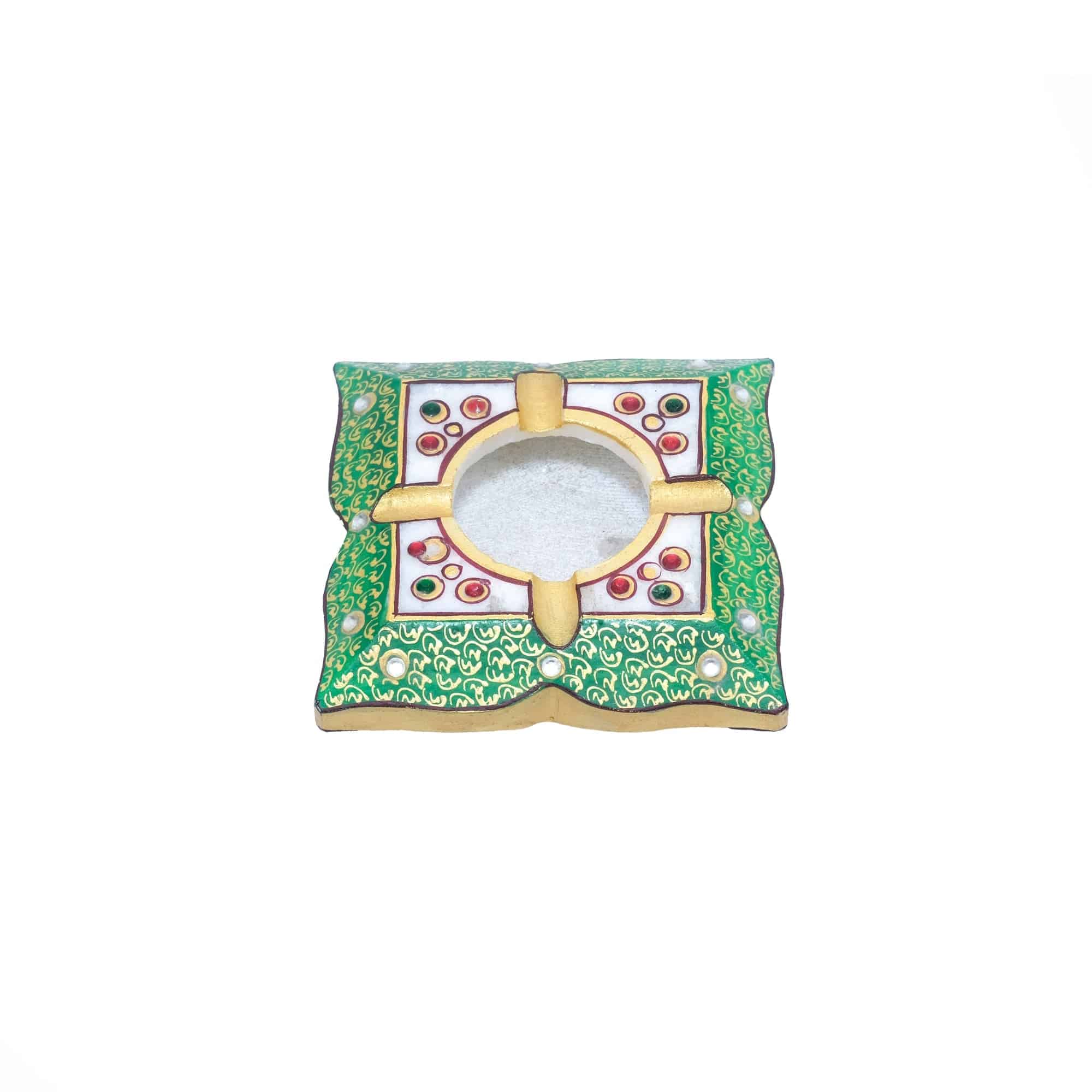 Marble Rectangular Ash Tray For Home Decor - 1 x 4 x 4 inches - India shopping