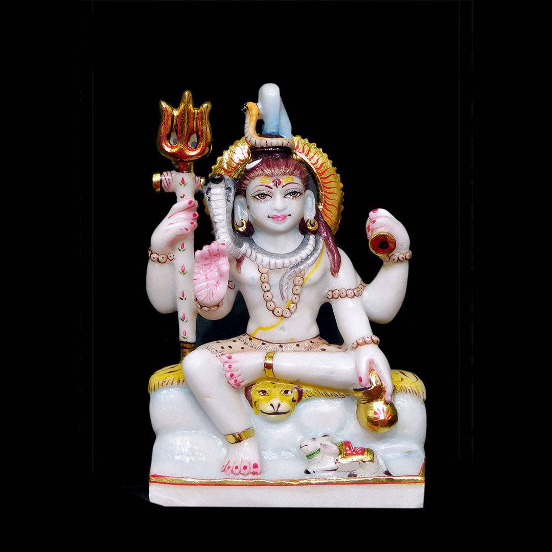 Shiv ji Marble Statue For Temple (Makrana) - 15 x 6 x 5 inches - India shopping