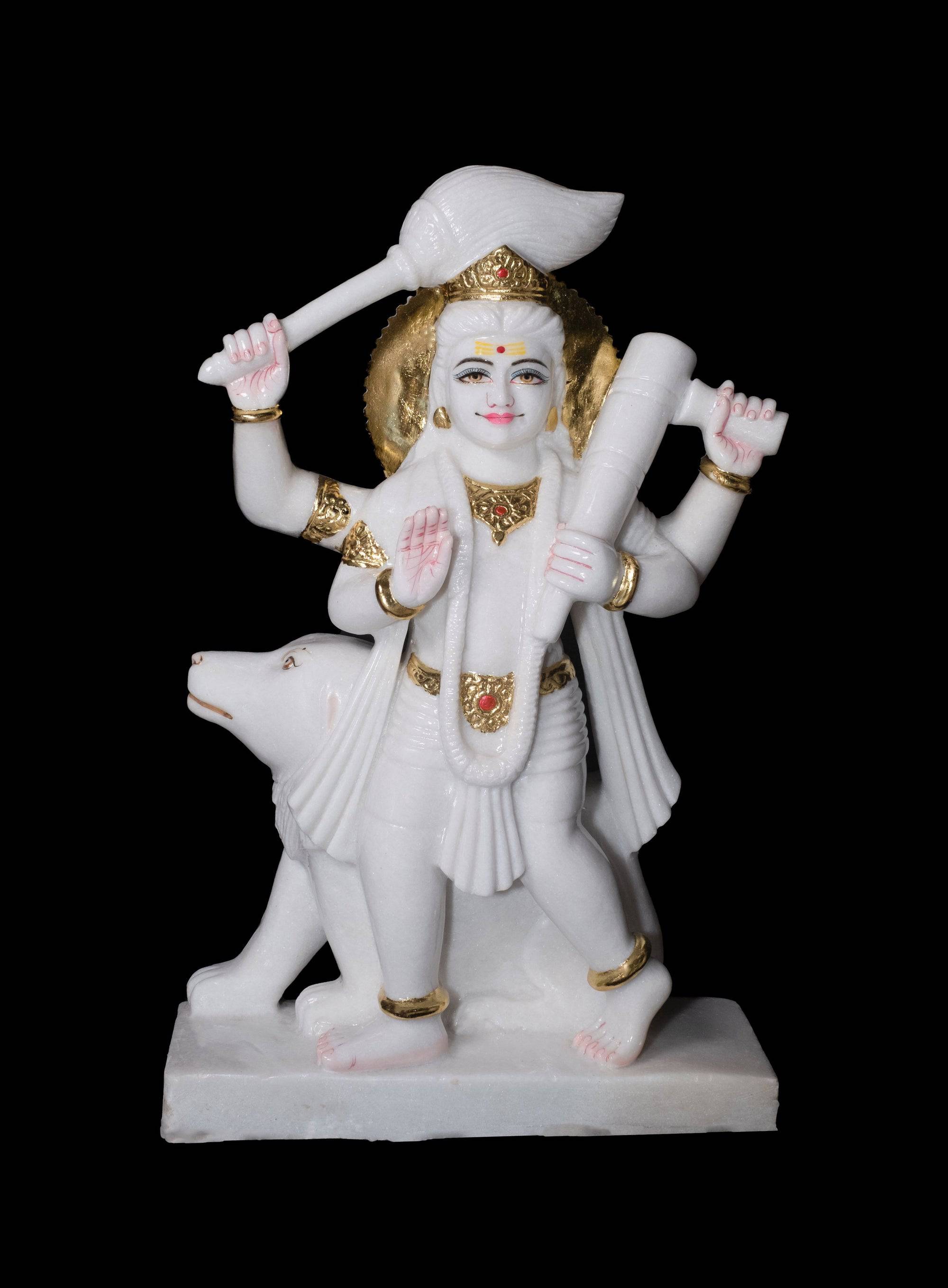 Bhairav Ji Marble Statue - 32 x 19 x 8 inches - India shopping