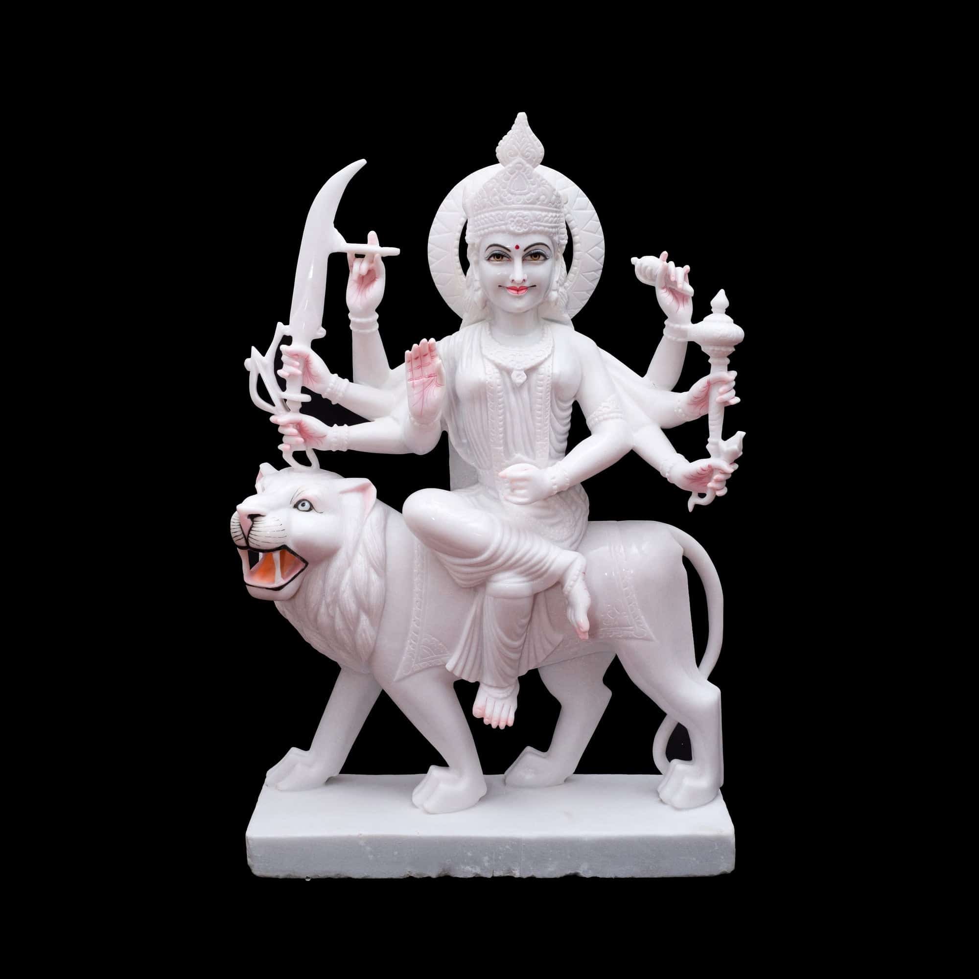 Marble Durga Mata Statue (Vietnam) - 42 x 28 x 9 inches - India shopping