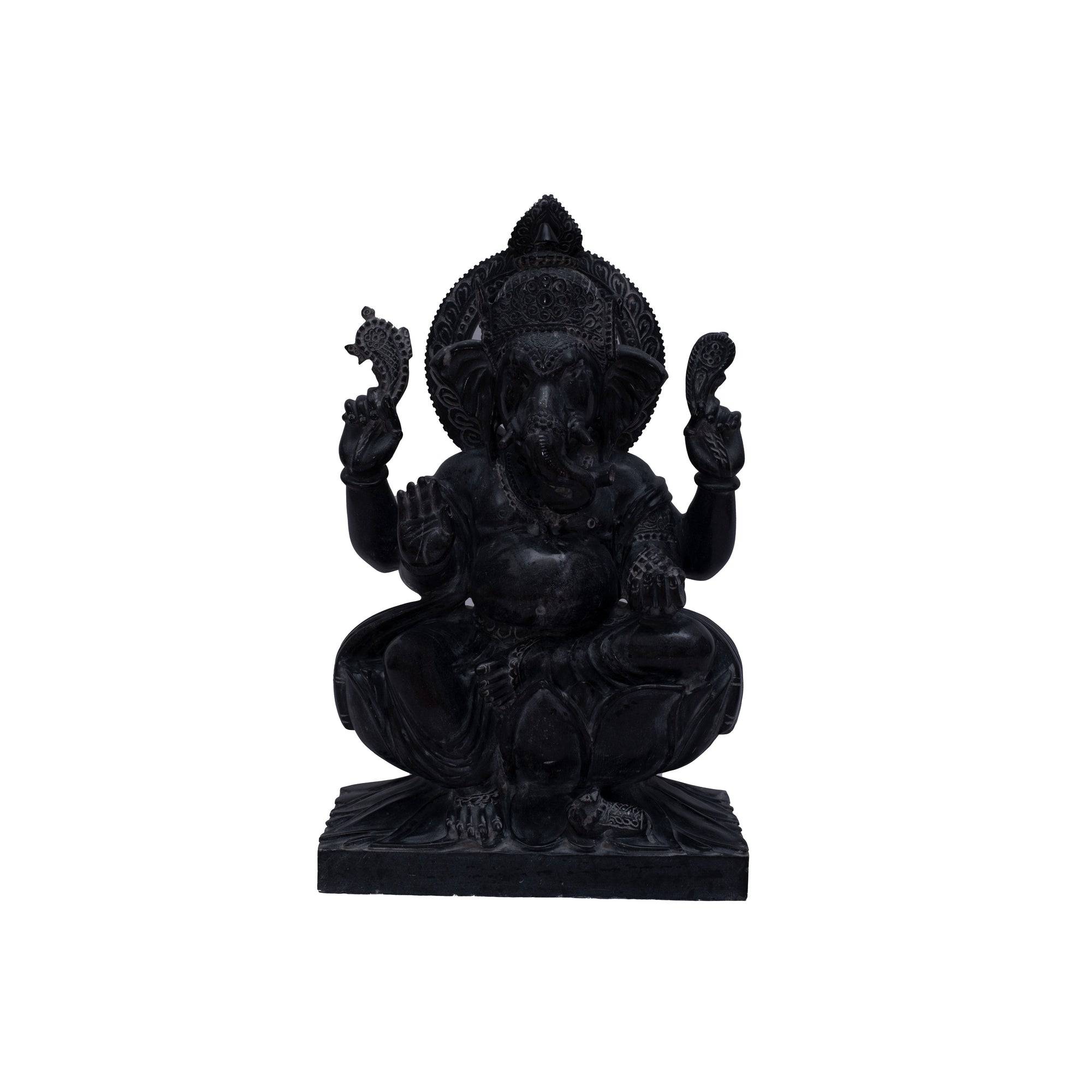 Ganesh Ji Marble Statue For Temple (Black) - 30 x 18 x 9 - India shopping