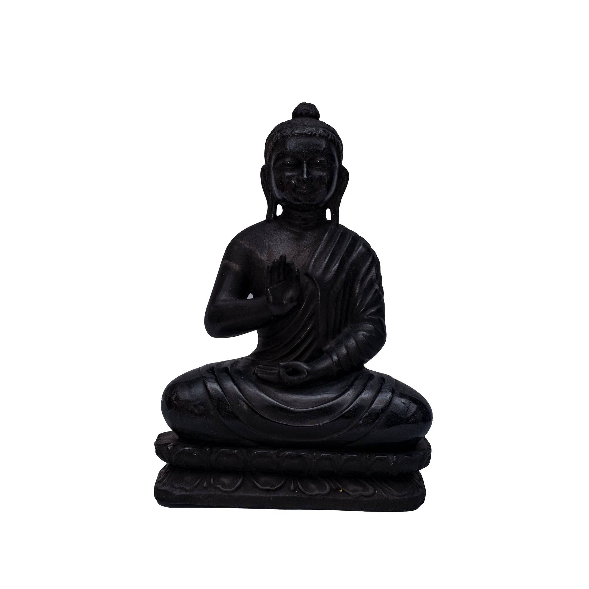 Gautam Budh Black Marble Statue In Sitting Position - 18 x 12 x 6 - India shopping