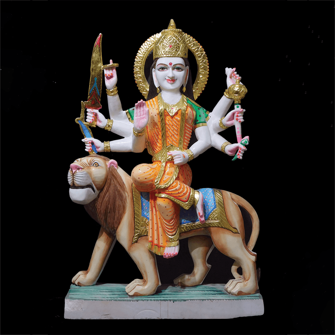 Durga Mata Marble Statue - 42 x 28 x 10 inches - India shopping