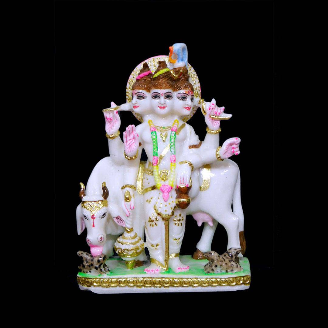 Lord Dattatreya Vietnam Marble Statue - 18 x 12 x 6 inches - India shopping