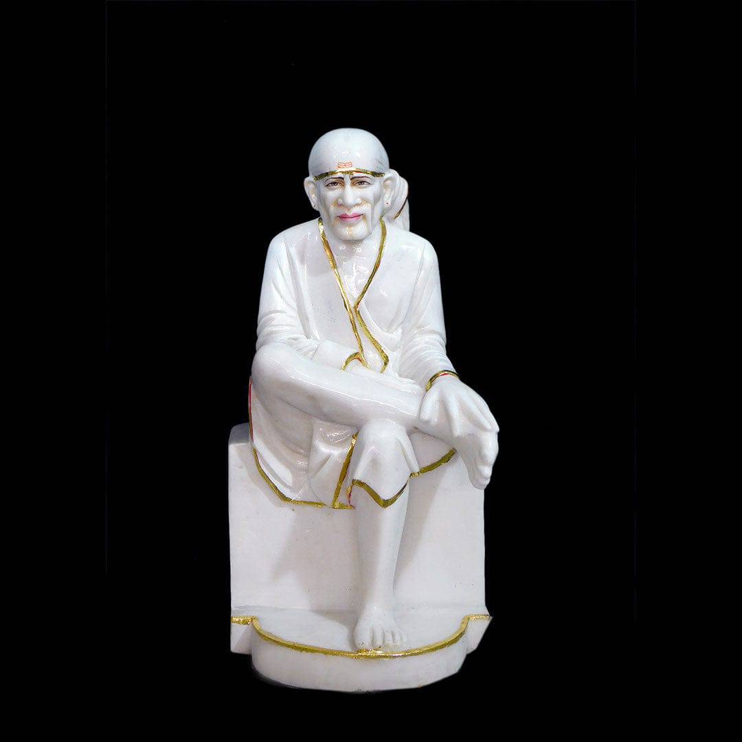 Sai Baba Marble Statue For Temple (Makrana) - 24 x 15 x 15 inches - India shopping