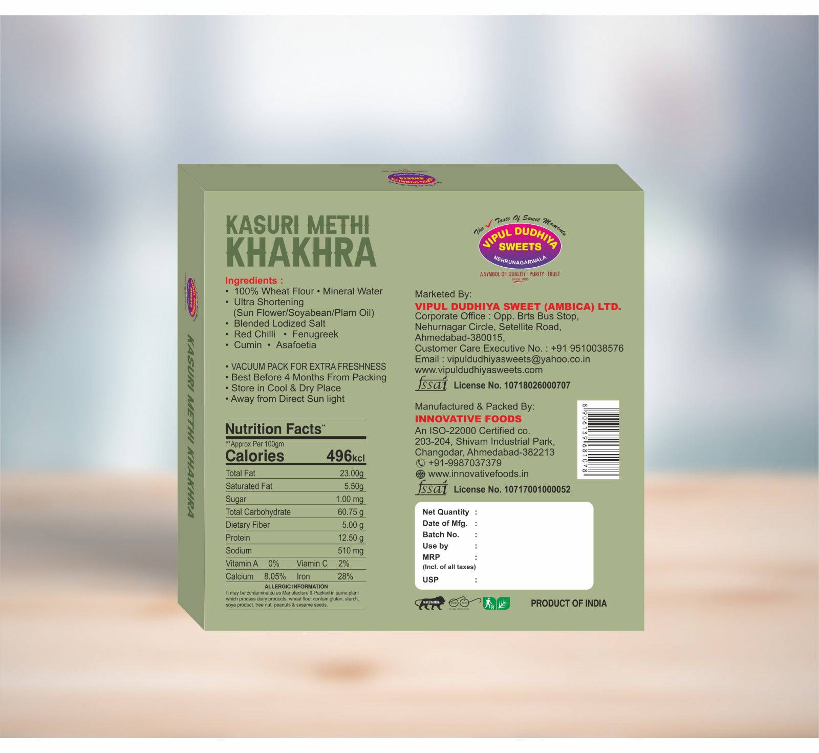 Vipul Dudhiya Methi Khakhra - India shopping