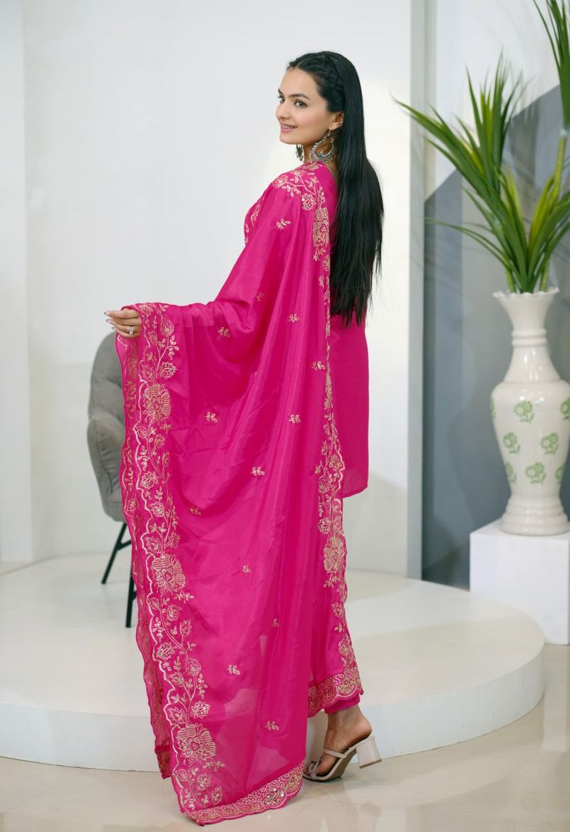 Pink Lehenga Suit With Sequence Embroidery Work | Ready To Wear