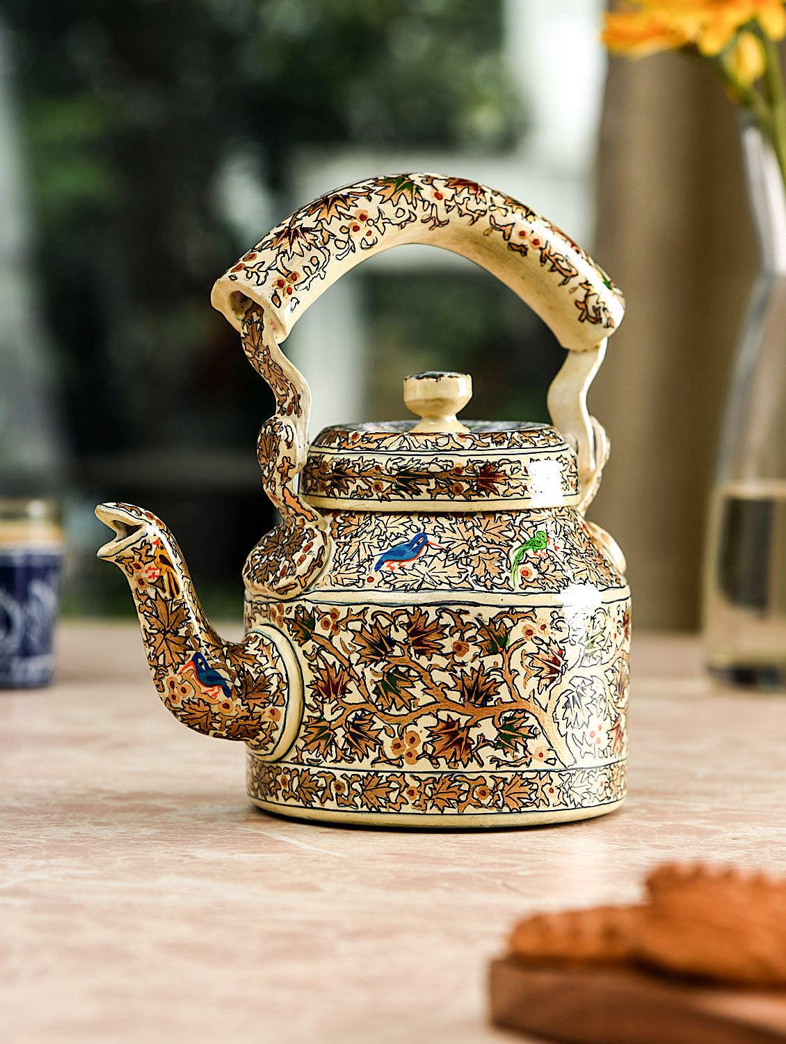 Hand Painted Kettle : "Chinar" The Oak Tree Art Of Kashmir